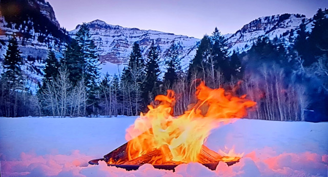 The crackling campfire  ...