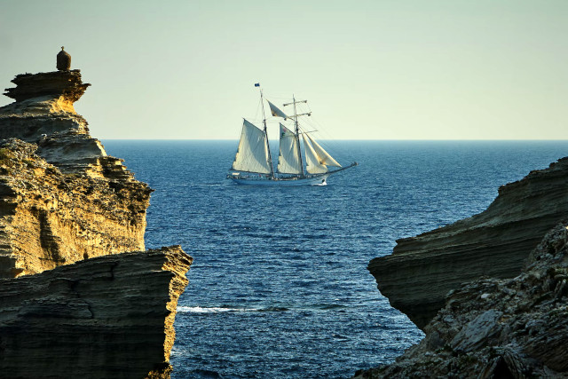 Yacht bobbing gently ...